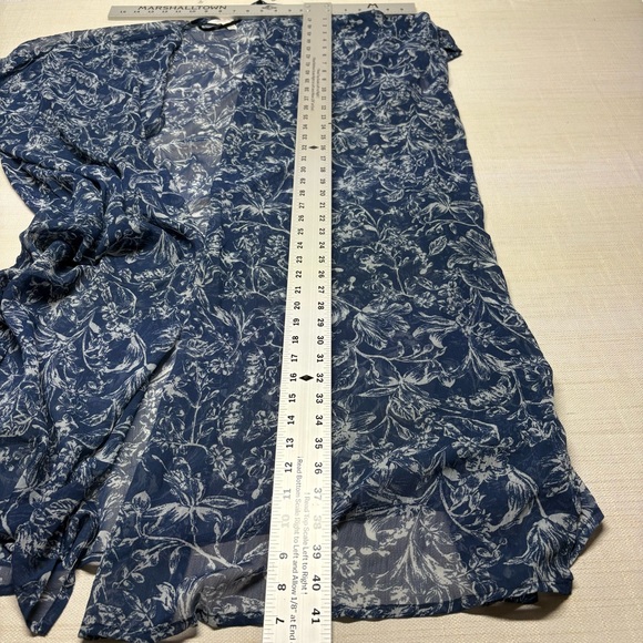LC Lauren Conrad Kimono Women's One Size Topper Sheer Blue Floral Flowy Boho - Picture 9 of 9